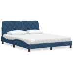 vidaXL Pat cu saltea, albastru, 160x200cm, material textil