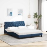 vidaXL Pat cu saltea, albastru, 160x200cm, material textil