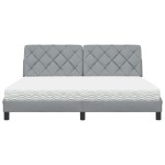 vidaXL Pat cu saltea, gri deschis, 180x200 cm, material textil vidaXL Pat cu saltea, gri deschis, 180x200 cm, material textil