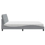 vidaXL Pat cu saltea, gri deschis, 180x200 cm, material textil vidaXL Pat cu saltea, gri deschis, 180x200 cm, material textil