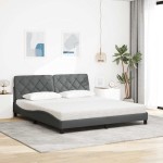 vidaXL Pat cu saltea, gri închis, 180x200 cm, textil
