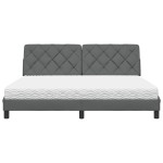 vidaXL Pat cu saltea, gri închis, 180x200 cm, textil