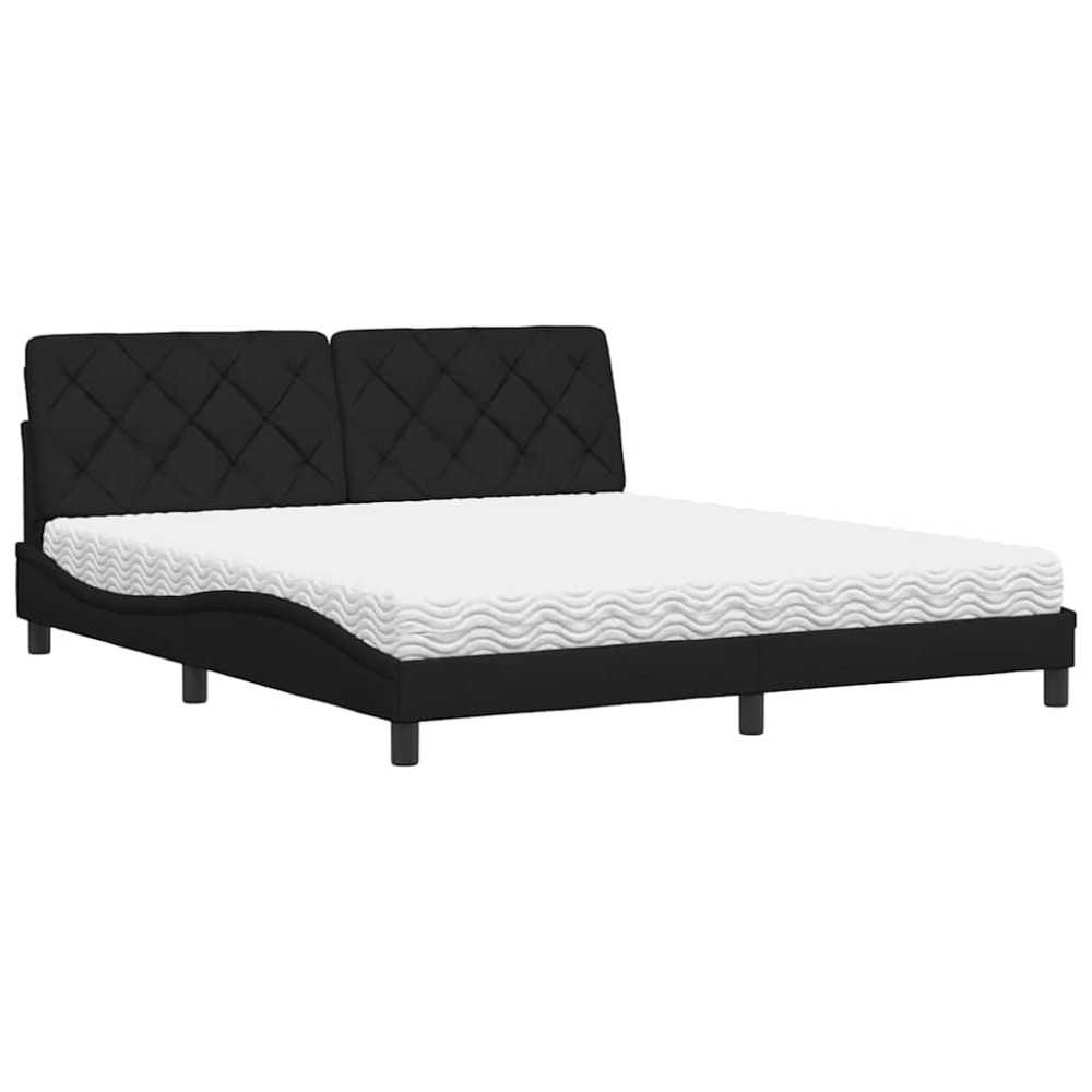 vidaXL Pat cu saltea, negru, 180x200 cm, catifea