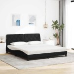 vidaXL Pat cu saltea, negru, 180x200 cm, catifea