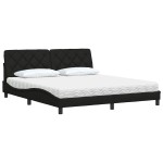 vidaXL Pat cu saltea, negru, 180x200 cm, catifea