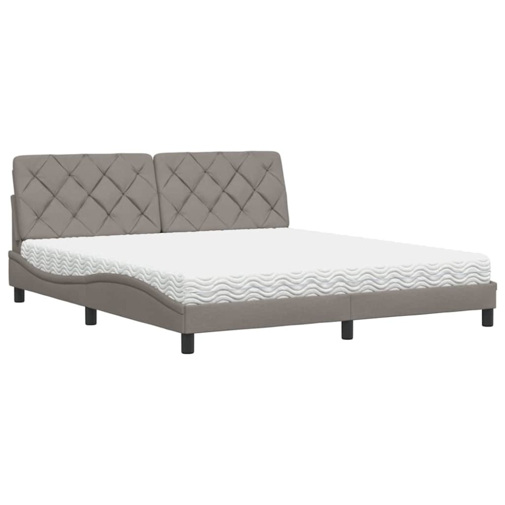 vidaXL Pat cu saltea, gri taupe, 180x200 cm, textil