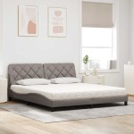 vidaXL Pat cu saltea, gri taupe, 180x200 cm, textil