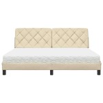 vidaXL Pat cu saltea, crem, 180x200 cm, textil vidaXL Pat cu saltea, crem, 180x200 cm, textil