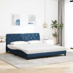 vidaXL Pat cu saltea, albastru, 180x200 cm, material textil