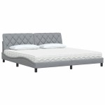 vidaXL Pat cu saltea, gri deschis, 200x200 cm, textil
