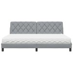 vidaXL Pat cu saltea, gri deschis, 200x200 cm, textil