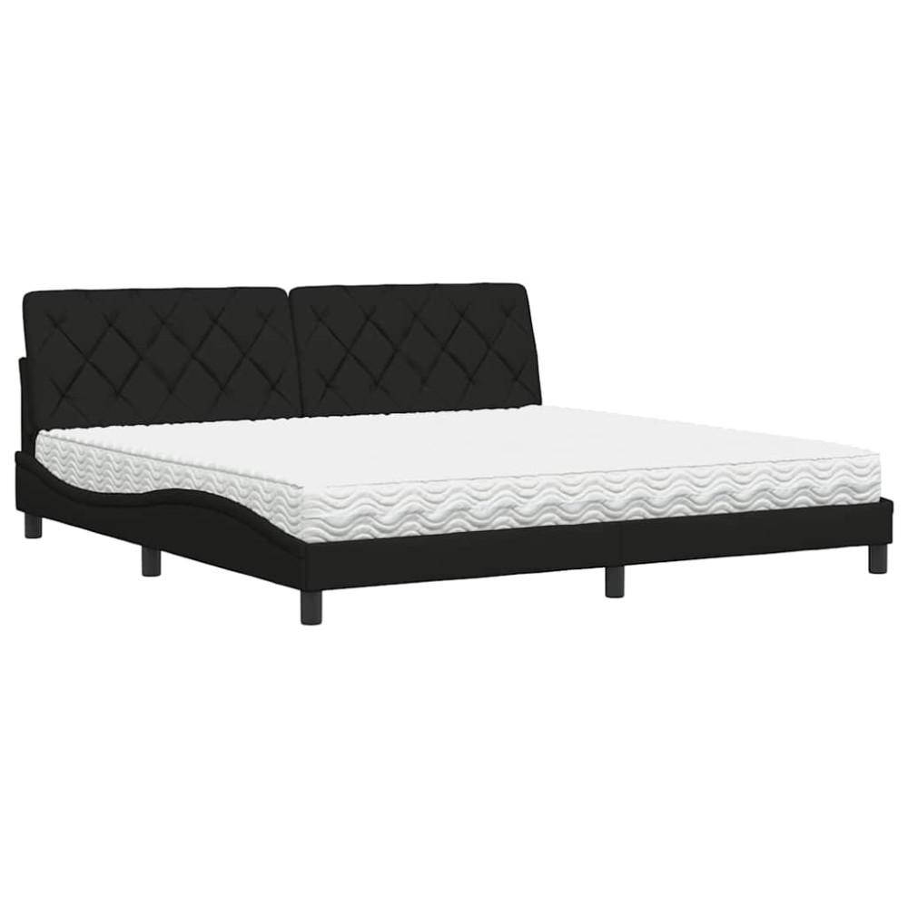 vidaXL Pat cu saltea, negru, 200x200 cm, textil