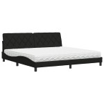 vidaXL Pat cu saltea, negru, 200x200 cm, textil