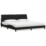 vidaXL Pat cu saltea, negru, 200x200 cm, textil