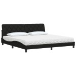 vidaXL Pat cu saltea, negru, 200x200 cm, textil