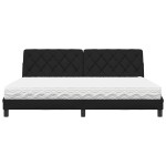 vidaXL Pat cu saltea, negru, 200x200 cm, textil