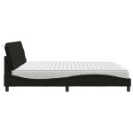 vidaXL Pat cu saltea, negru, 200x200 cm, textil