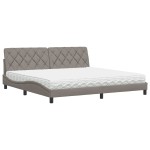 vidaXL Pat cu saltea, gri taupe, 200x200 cm, textil