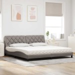 vidaXL Pat cu saltea, gri taupe, 200x200 cm, textil