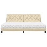 vidaXL Pat cu saltea, crem, 200x200 cm, textil