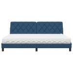 vidaXL Pat cu saltea, albastru, 200x200 cm, textil vidaXL Pat cu saltea, albastru, 200x200 cm, textil