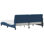 vidaXL Pat cu saltea, albastru, 200x200 cm, textil vidaXL Pat cu saltea, albastru, 200x200 cm, textil