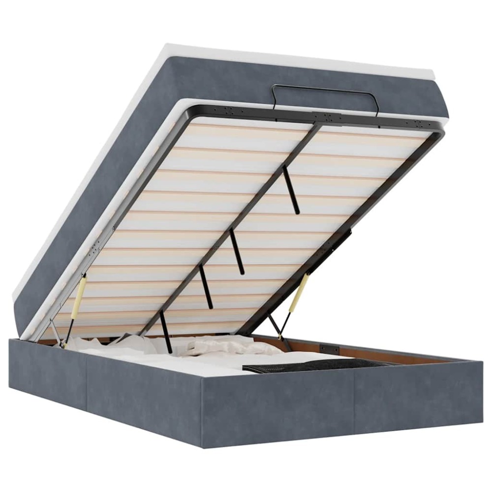 vidaXL Pat otoman cu saltea, gri închis, 120x190 cm, catifea