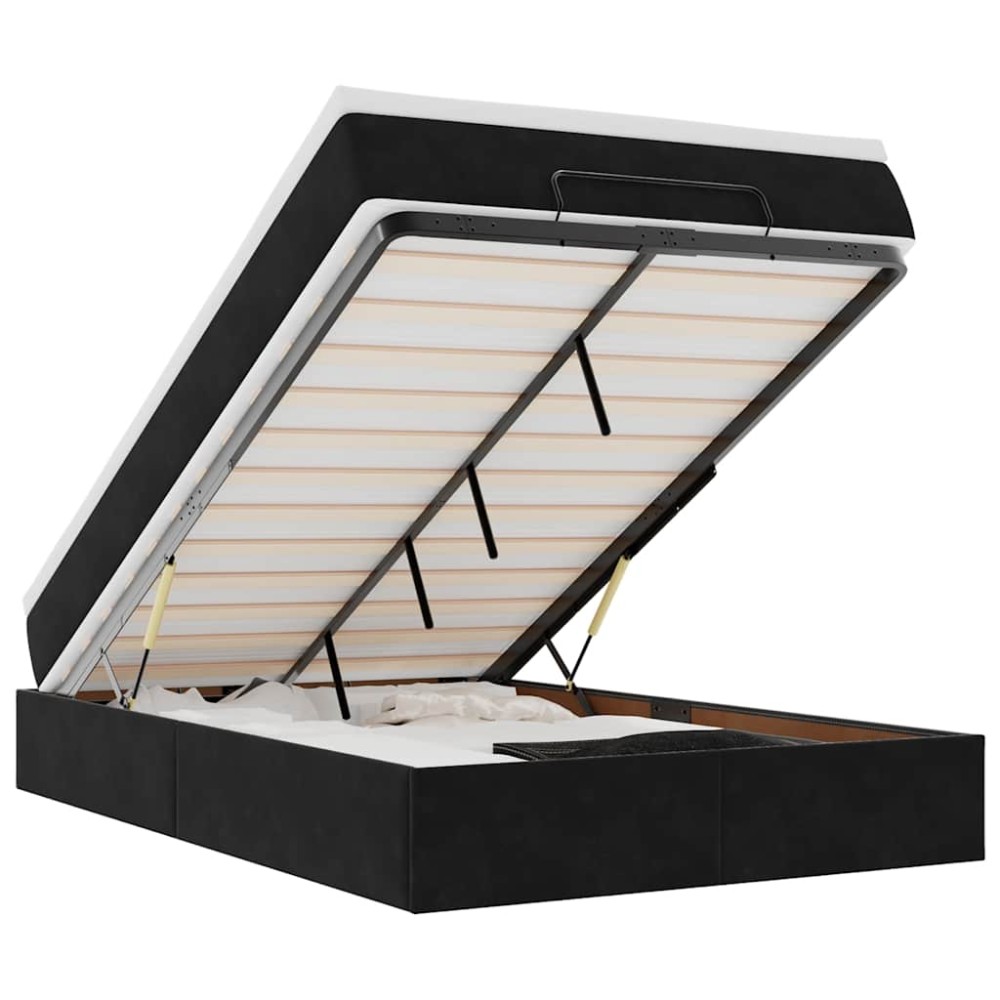 vidaXL Pat otoman cu saltea, negru, 120x190 cm, catifea