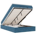 vidaXL Pat otoman cu saltea, albastru închis, 120x190 cm, catifea