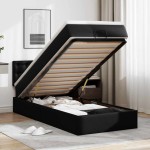 vidaXL Pat otoman cu saltea, negru, 80x200cm, piele ecologică vidaXL Pat otoman cu saltea, negru, 80x200cm, piele ecologică