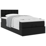 vidaXL Pat otoman cu saltea, negru, 90x190cm, piele ecologică