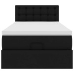 vidaXL Pat otoman cu saltea, negru, 90x190cm, piele ecologică