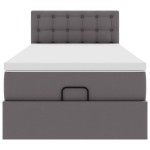 vidaXL Pat otoman cu saltea, gri, 90x190cm, piele ecologică