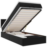 vidaXL Pat otoman cu saltea, negru, 90x200cm, piele ecologică vidaXL Pat otoman cu saltea, negru, 90x200cm, piele ecologică