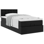 vidaXL Pat otoman cu saltea, negru, 90x200cm, piele ecologică vidaXL Pat otoman cu saltea, negru, 90x200cm, piele ecologică