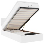 vidaXL Pat otoman cu saltea, alb, 100x200cm, piele ecologică