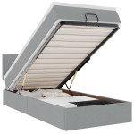 vidaXL Pat otoman cu saltea țesătură gri deschis 90x200 cm