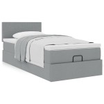 vidaXL Pat otoman cu saltea țesătură gri deschis 90x200 cm