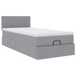 vidaXL Pat otoman cu saltea țesătură gri deschis 90x200 cm