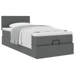 vidaXL Pat otoman cu saltea țesătură gri închis 90x200 cm vidaXL Pat otoman cu saltea țesătură gri închis 90x200 cm