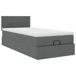 vidaXL Pat otoman cu saltea țesătură gri închis 90x200 cm vidaXL Pat otoman cu saltea țesătură gri închis 90x200 cm