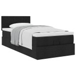 vidaXL Pat otoman cu saltea negru 100x200 cm stofa