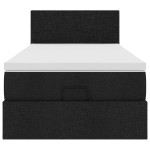 vidaXL Pat otoman cu saltea negru 100x200 cm stofa