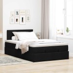 vidaXL Pat otoman cu saltea negru 120x200 cm stofa