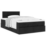 vidaXL Pat otoman cu saltea negru 120x200 cm stofa
