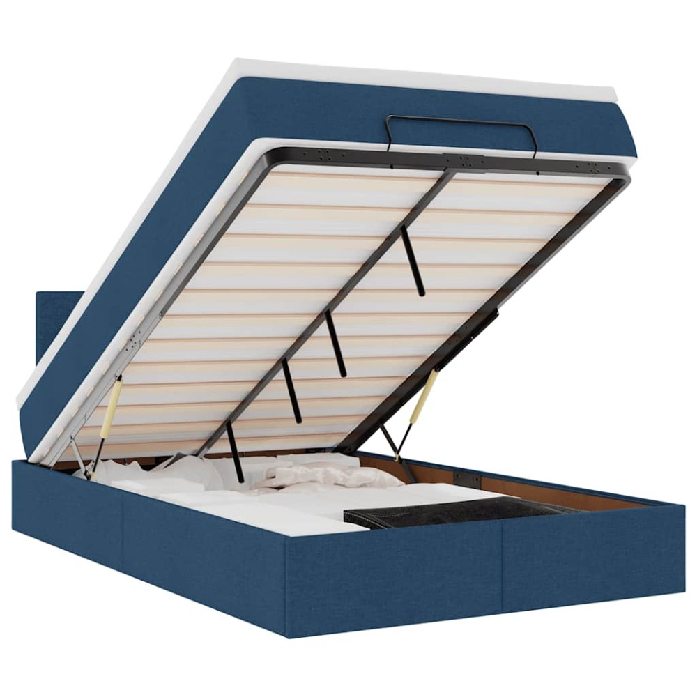 vidaXL Pat otoman cu saltea albastru 120x200 cm stofa