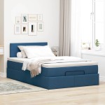 vidaXL Pat otoman cu saltea albastru 120x200 cm stofa