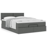 vidaXL Pat otoman cu saltea țesătură gri închis 140x190 cm