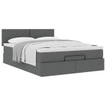 vidaXL Pat otoman cu saltea țesătură gri închis 140x190 cm