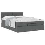 vidaXL Pat otoman cu saltea țesătură gri închis 140x200 cm